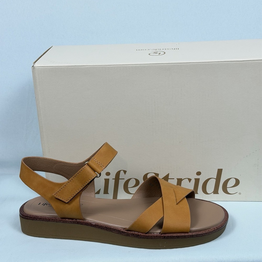 LifeStride Size-9 W Women's Wren Flat Sandal Mustard Yellow
